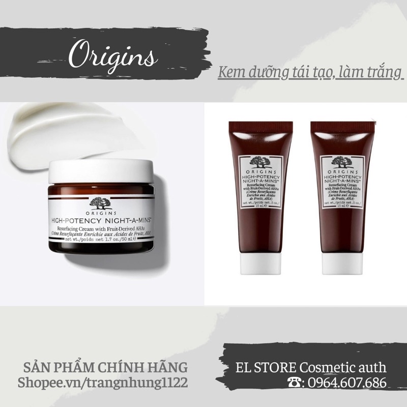 Kem dưỡng ẩm hồi sinh làm trắng tái tạo da Origins High-Potency night-a-mins resurfacing cream with