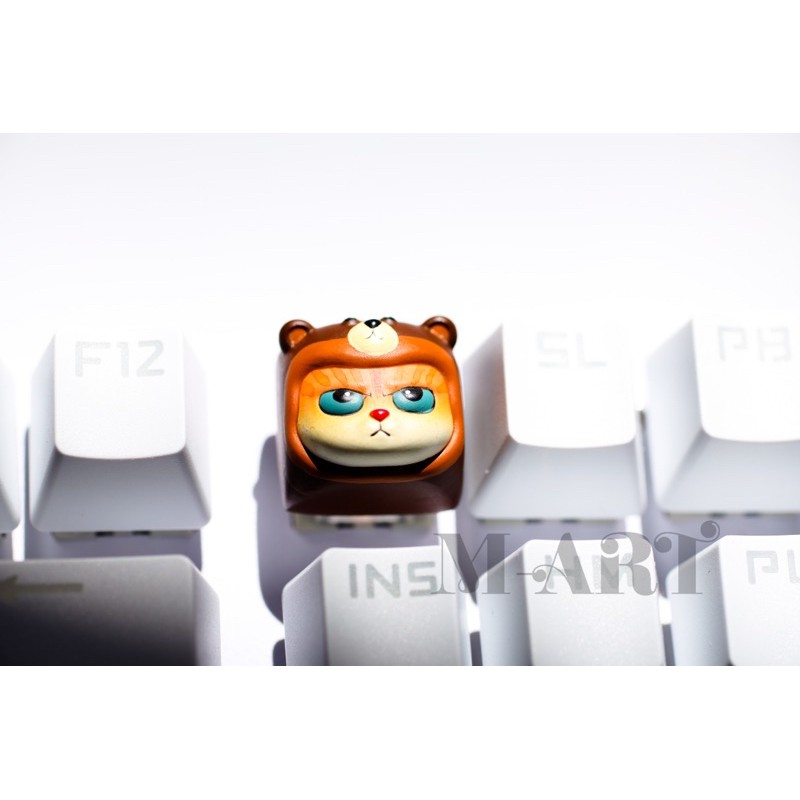 nút bàn phím mèo dễ thương và chiếc mũ gấu con - Meowy artisan keycaps