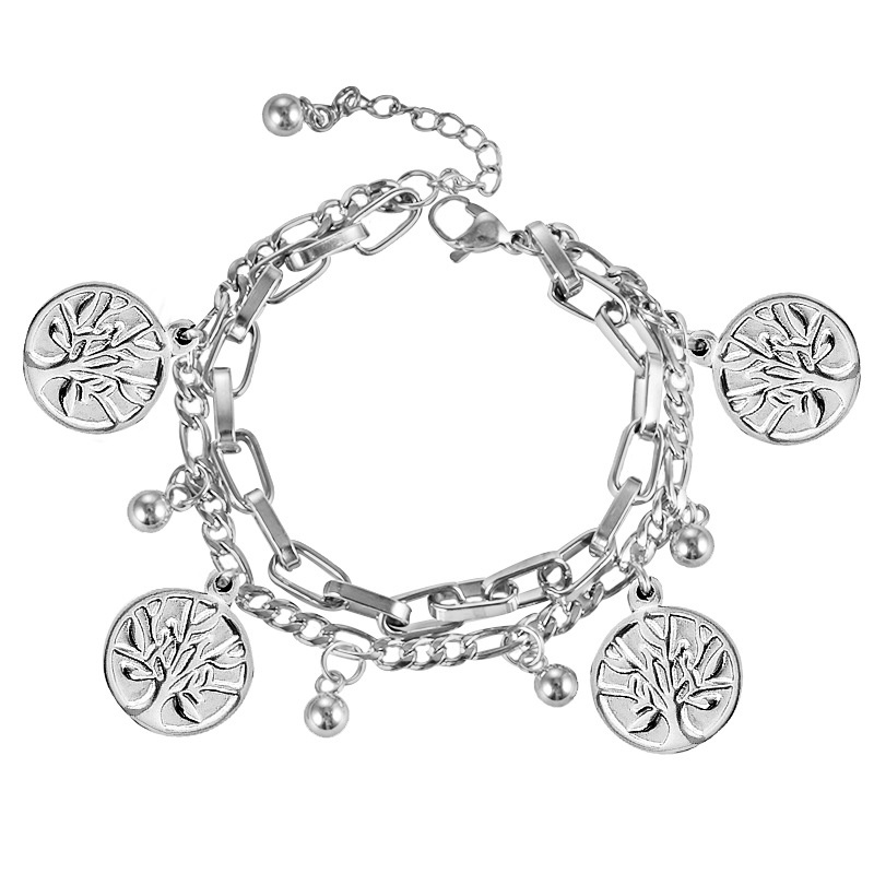 Vòng Đeo Tay Hai Lớp Phong Cách hip hop Hàn Quốc Thời Trang Cho Nam Và Nữ