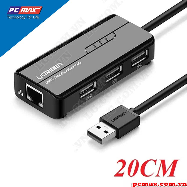 Cáp chuyển đổi USB  to Lan RJ45 3 x USB  Ugreen 20264 20265 - Hàng Chính Hãng