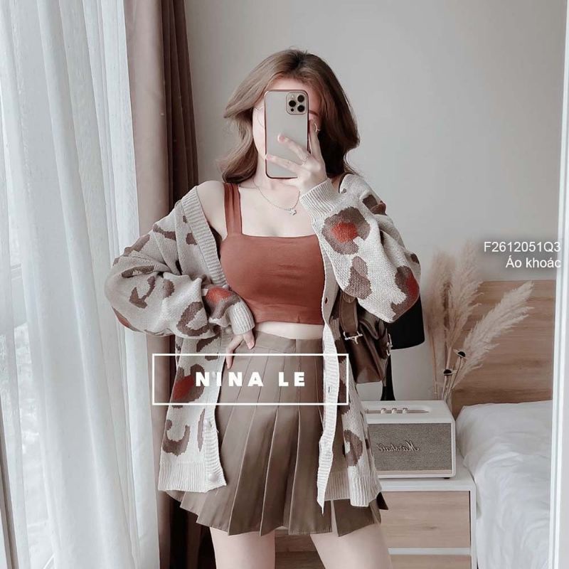 Áo khoác len cardigan họa tiết beo form rộng tay dài hàng Quảng Châu siêu xinh
