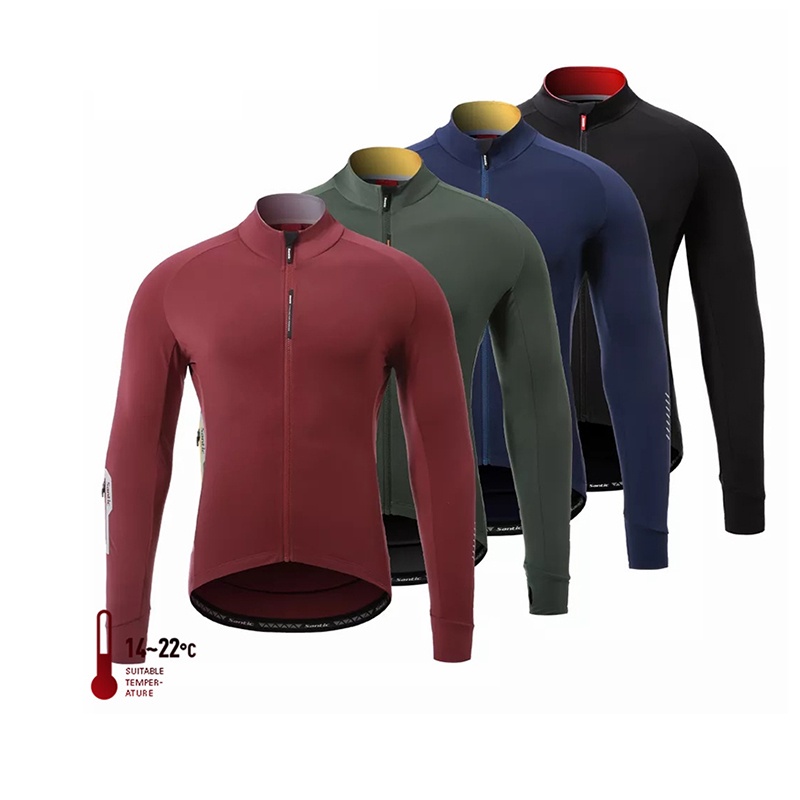 Santic Áo khoác đi xe đạp vải lông cừu dài tay giữ ấm mùa đông cho nam WM0C01113