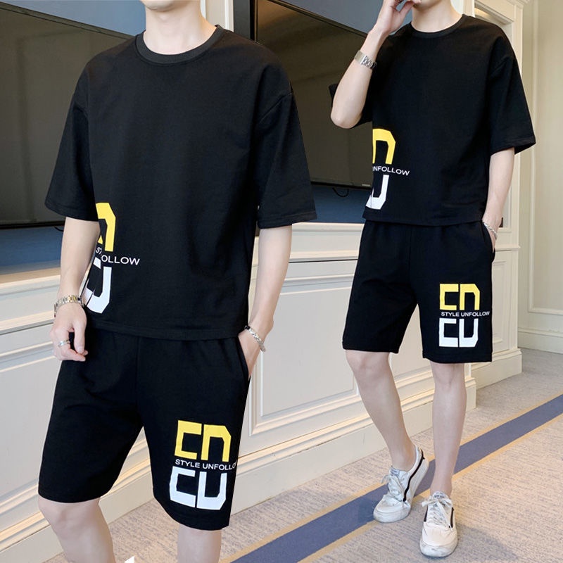 ✧Áo thun nam ngắn tay mùa hè giản dị Bộ đồ thể thao xu hướng phong cách Hàn Quốc đẹp trai với set hàng hiệu sành điệu