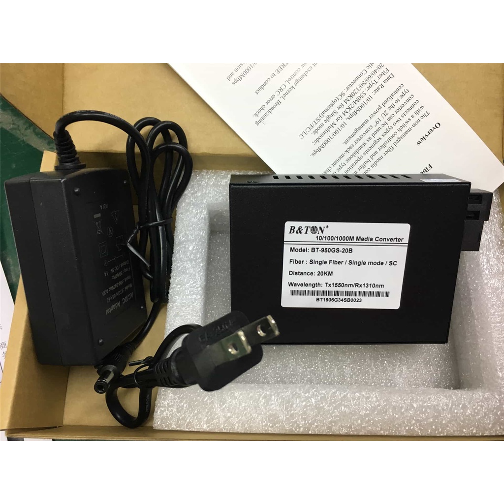 Bộ chuyển đổi quang điện converter BTON BT-950 SM-25 A-B 1 sợi 100Mbps