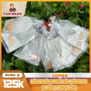 Combo 5 xâu bánh tráng muối tôm hành phi kèm quà tặng muối tôm hoặc mứt chùm ruột đặc sản Tây Ninh chánh gốc