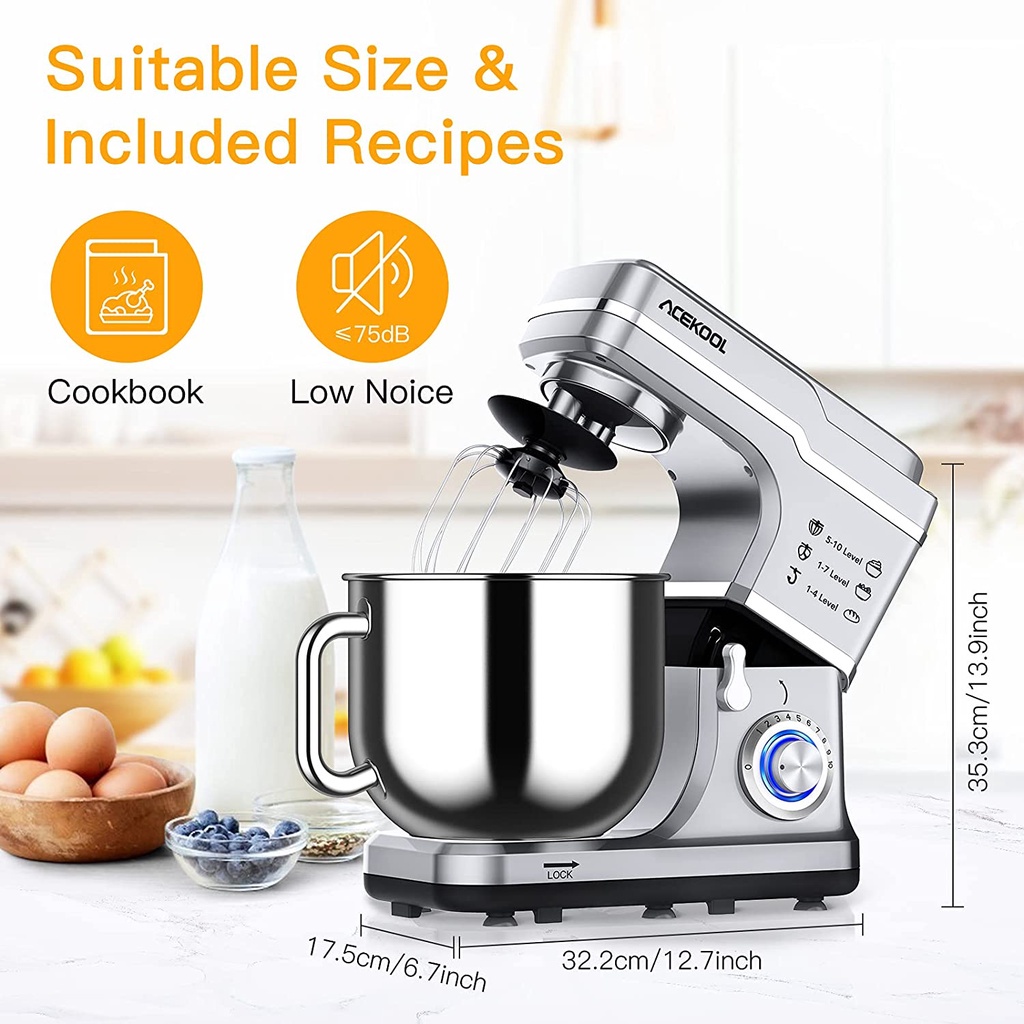 Máy nhào bột Acekool 7L 1400W - Tiêu chuẩn Châu Âu - Hàng xuất Châu Âu - BH 1 năm