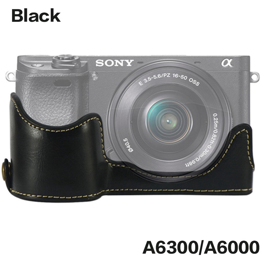 PU leather Half Body Video Camera Case For Sony A6400 A6300 A6000 ILCE-6400 ILCE-6300 ILCE6000