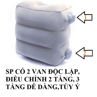 gối hơi văn phòng kê chân 3 tầng tự động  bơm hơi, gấp gọn khi không sử dụng, giúp di du lịch tàu xe máy bay thoải mái