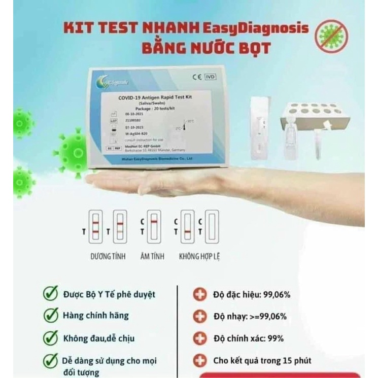 Bộ Test COVIDD-19 Nhanh Kháng Nguyên Tại Nhà - Bộ Test Nước Bọt Antigen, Công Nghệ Đức Độ Chính xác cực cao