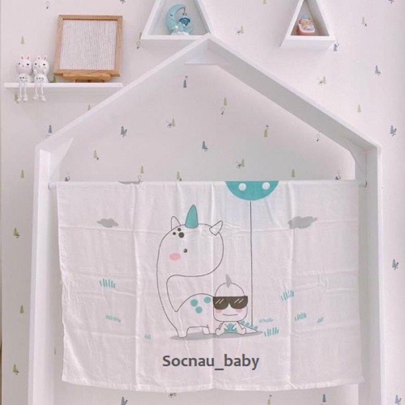 Khăn lụa sợi tre chăn hè cho bé mền cao cấp mềm mát thoáng khí, khăn tắm trẻ em in hình đáng yêu