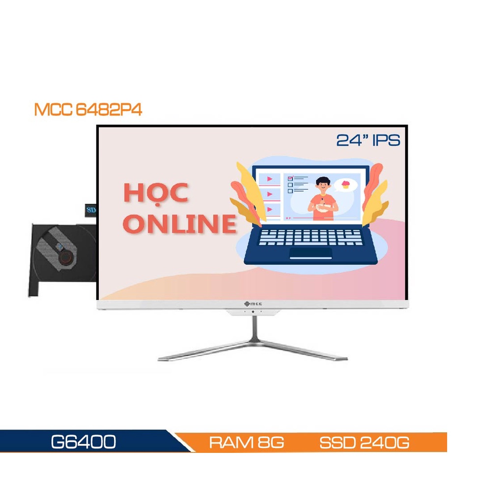 Bộ PC All In One MCC 6482P4 Home Office Computer CPU G6400/ Ram8G/ SSD240Gb/ DVDRW/ Camera/ Wifi/ IPS 24 inch