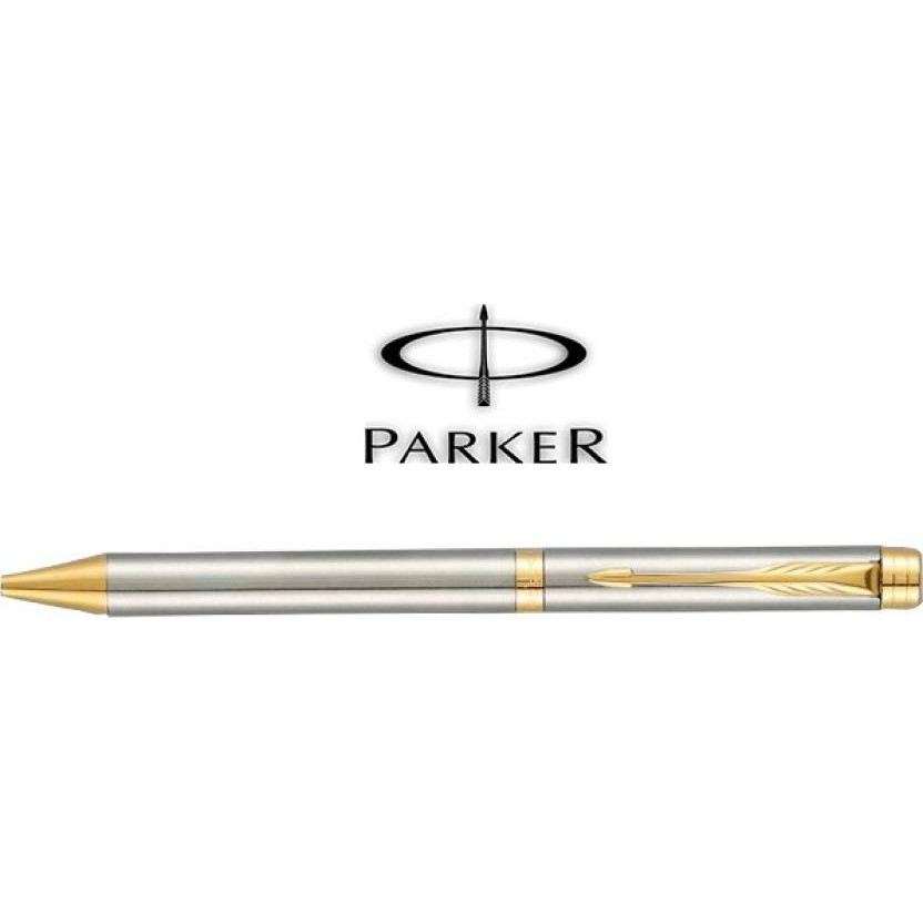 Viết parker folio, bút ký cao cấp bằng thép chrome, mạ vàng , mực xanh