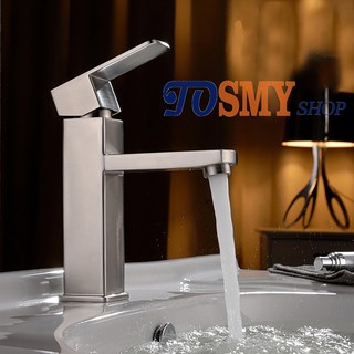 BỘ VÒI RỬA MẶT LAVABO NÓNG LẠNH CAO CẤP INOX 304 KLNI02 (VUÔNG)