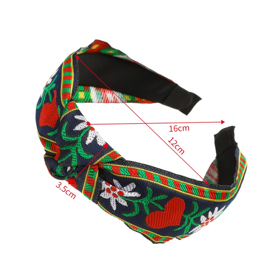 Băng Đô Cài Tóc Thắt Nút Thêu Họa Tiết Hoa Lá Phong Cách Dân Tộc Cổ Điển Thời Trang Cho Nữ