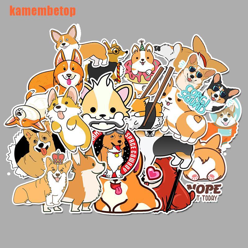 Bộ 50 Miếng Dán Chống Thấm Nước Họa Tiết Chú Chó Corgi Trang Trí Laptop / Xe Hơi