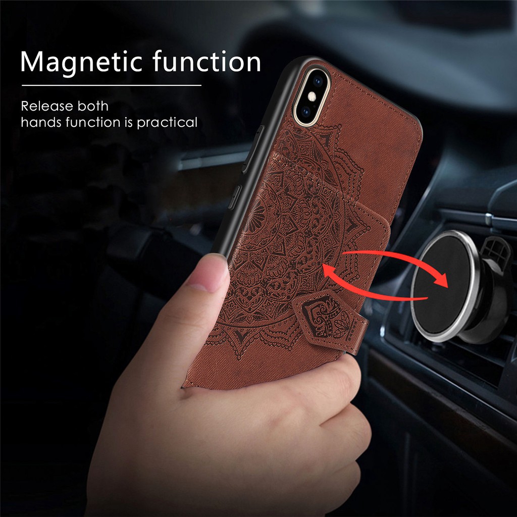 Bao da điện thoại PU nắp lật có ví đựng thẻ và giá đỡ cho Apple iPhone 6 6S 7 8 X XS Max XR Plus | BigBuy360 - bigbuy360.vn