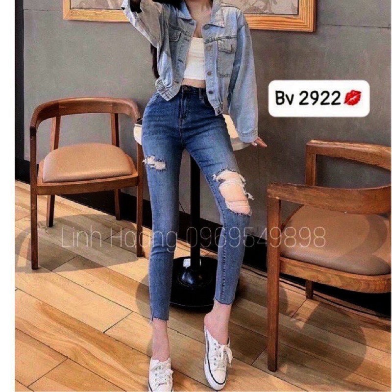 [ SIZE 60-90KG ] QUẦN JEAN DÀI XANH RÁCH