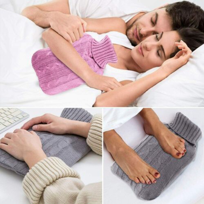 Crazyi Soft Knitted Cover Case for Winter Warm 2L Hot Water Bottle Warmer