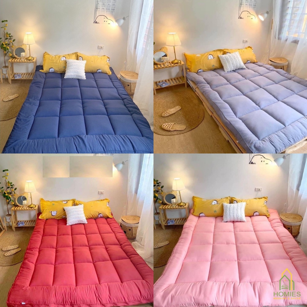 Kèm Túi Đựng - Nệm Topper HOMIES Bedding & Décor Chất Vải Đũi Bông Trắng Nguyên Sinh Nhiều Kích Thước