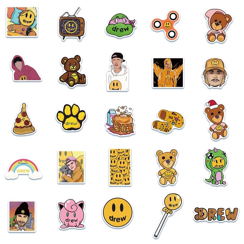 Bộ 100 Sticker DREW cá tính chống nước dán trang trí vali mũ bảo hiểm xe máy | Rinart.vn