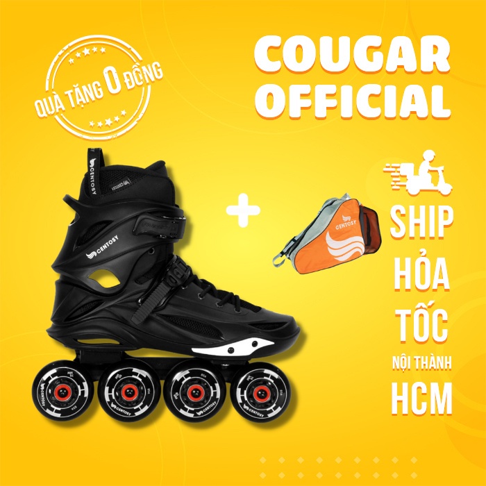 Giày Patin Người Lớn Cougar-Centosy Freestyle Pro Max Chính Hãng, Form Nhựa Chắc Chắn, Boot Giày Có Thể Tháo Rời