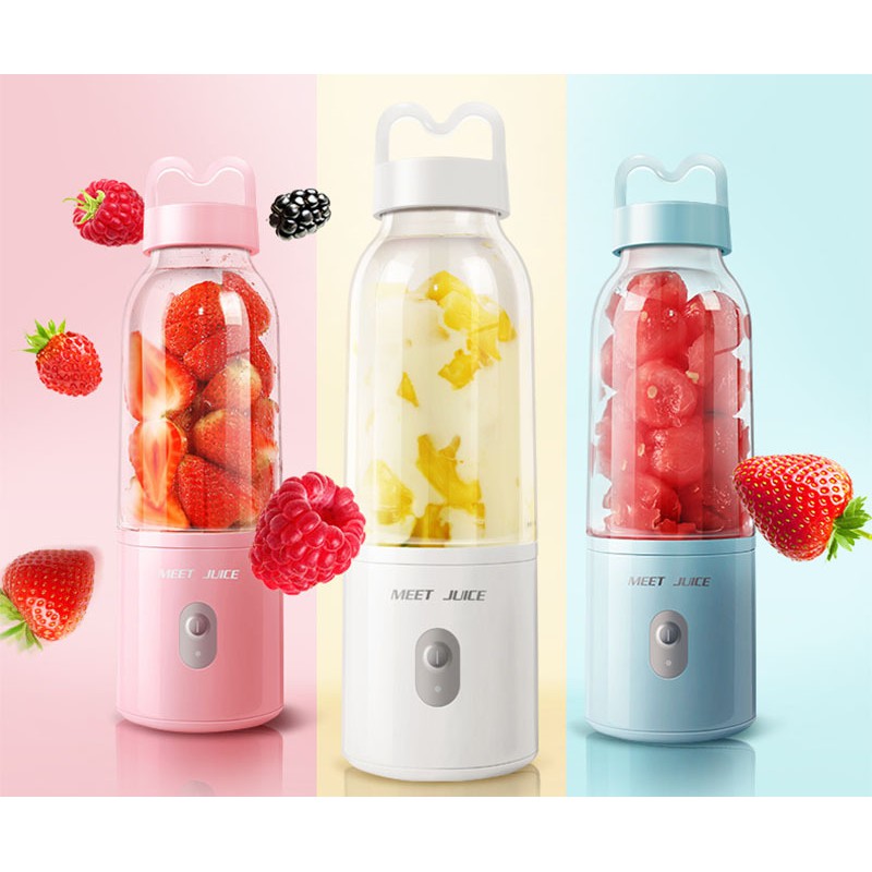 Máy Xay Sinh Tố Cầm Tay Meet Juice ,Xay Cực Nhanh, Cao Cấp, An Toàn Tặng Kèm Bình Thuỷ Tinh Kim Cương Crank Cup