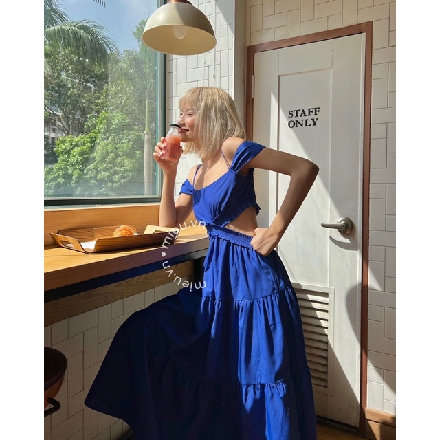 Váy nữ thiết kế maxi ba tầng 2 lớp bo khoét eo trẻ trung MIEU - JJL13
