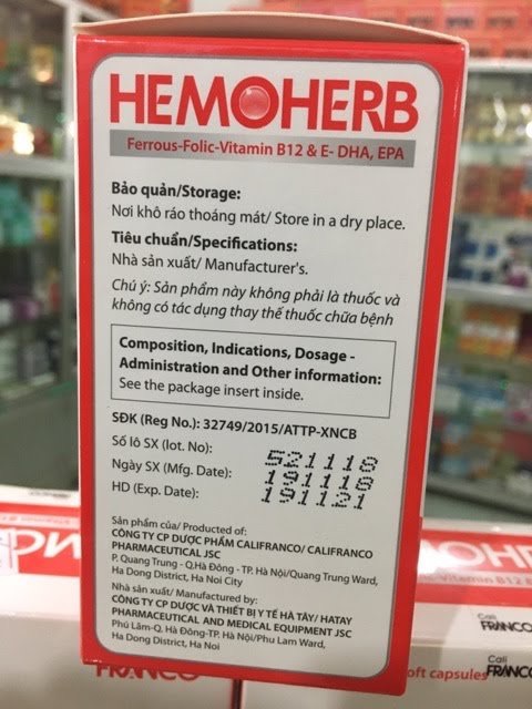 Viên bổ máu - bổ sung sắt Hemoherb