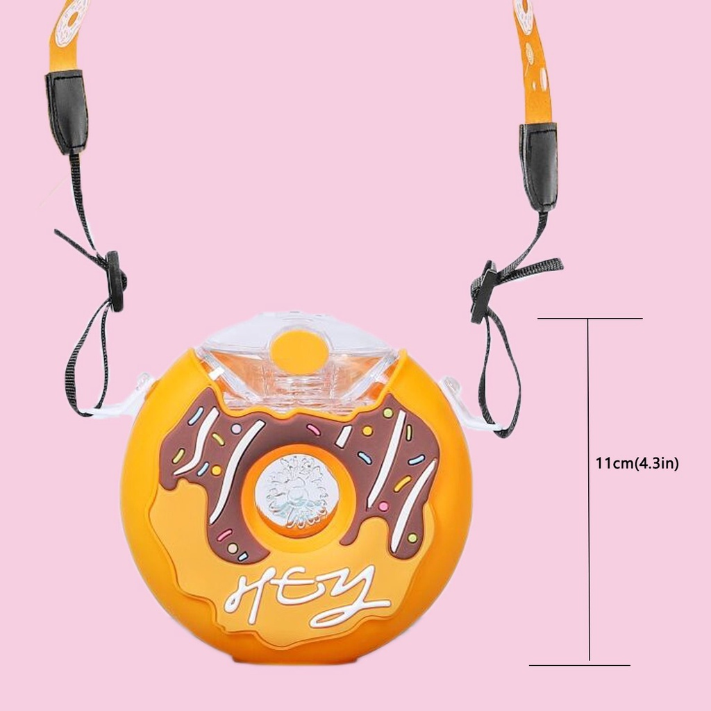 Bình uống nước hình bánh donut / voi / cầu vồng hoạt hình có ống hút cho trẻ em