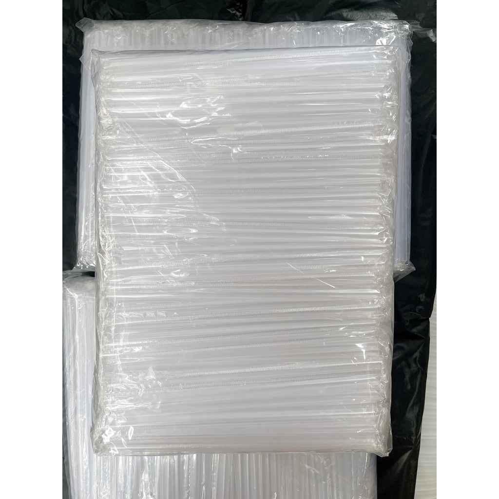 Bịch ống hút nhựa trong đầu nhọn có màng bọc, Phi 6, Phi 8,Phi 12 - 500 gram
