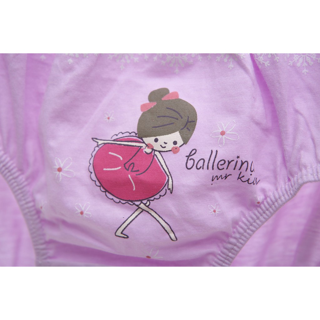 Hộp 5 đồ lót bé gái Hàn Quốc mẫu Vũ Công Ballerina vải cotton 100% thoáng mát