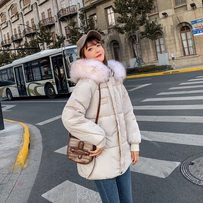 Áo phao nữ hàn quốc mũ lông đen kem chất đẹp hàng quảng châu cao cấp DAP1 | BigBuy360 - bigbuy360.vn