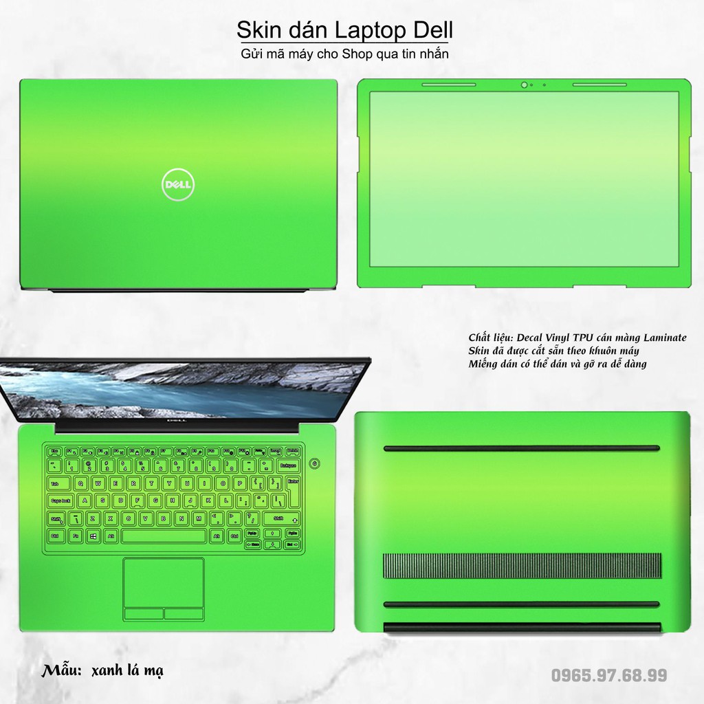 Skin dán Laptop Dell màu Chrome xanh lá mạ (inbox mã máy cho Shop)