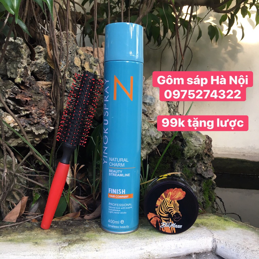 COMBO Gôm xịt tóc YINGKUSPRAY + Sáp Vuốt Tóc Nam BluMaan Cavalier Heavy Clay [Ngựa Vằn]