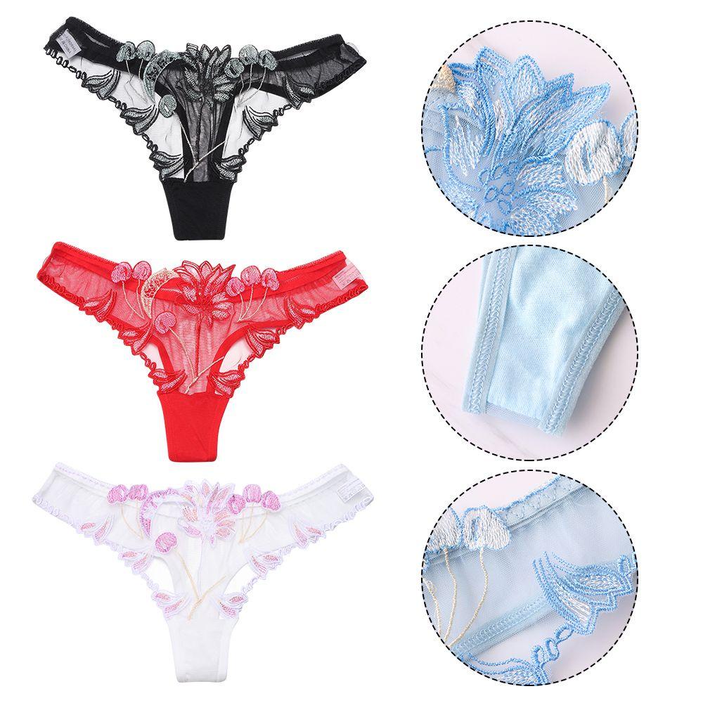 Quần Lót Nữ Lưng Thấp Phối Ren Xuyên Thấu Thoáng Khí