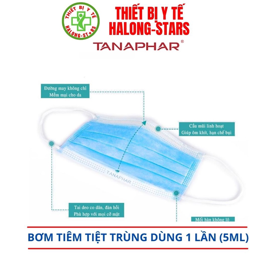 Khẩu trang y tế 3 lớp  chiếc than hoạt tính tiệt trùng Dược Tân Á Tanaphar, chống khí độc, kháng khuẩn, lây nhiễm, bụi