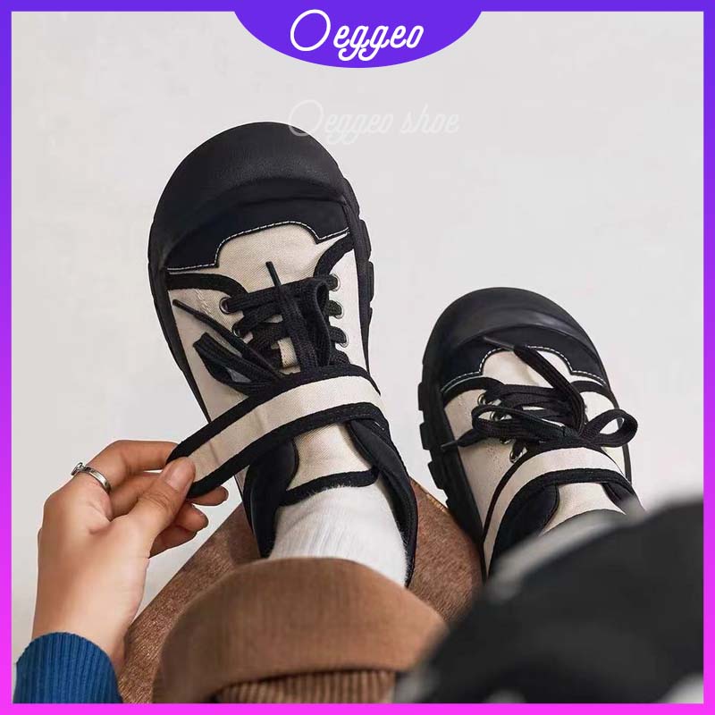 Oeteo Giày Thể Thao Canvas Khóa Dán Thời Trang Năng Động Cho Nữ