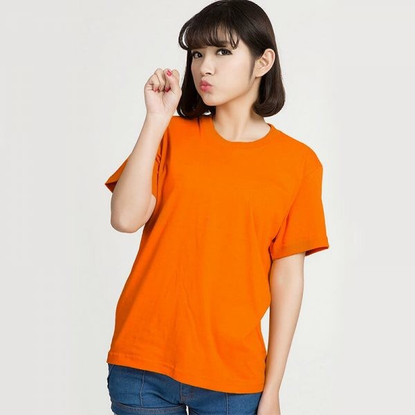 ÁO THUN TRƠN CỔ TRÒN MÀU CAM TAY NGẮN NAM NỮ ( CÓ CẢ SIZE EM BÉ ) QQ1G4