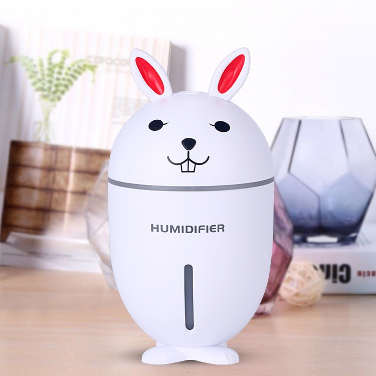 Máy Xông Tinh Dầu Hình Bé Thỏ Cute, Làm Ẩm Không Khí 4 Trong 1, Có Cổng Sạc USB (3 màu)