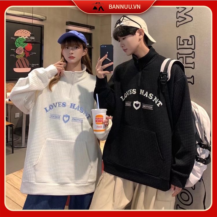 Áo Sweater có cổ Dáng Rộng Có Khóa Kéo áo sweater nữ In Chữ Thời Trang áo sweater polo Nam Nữ