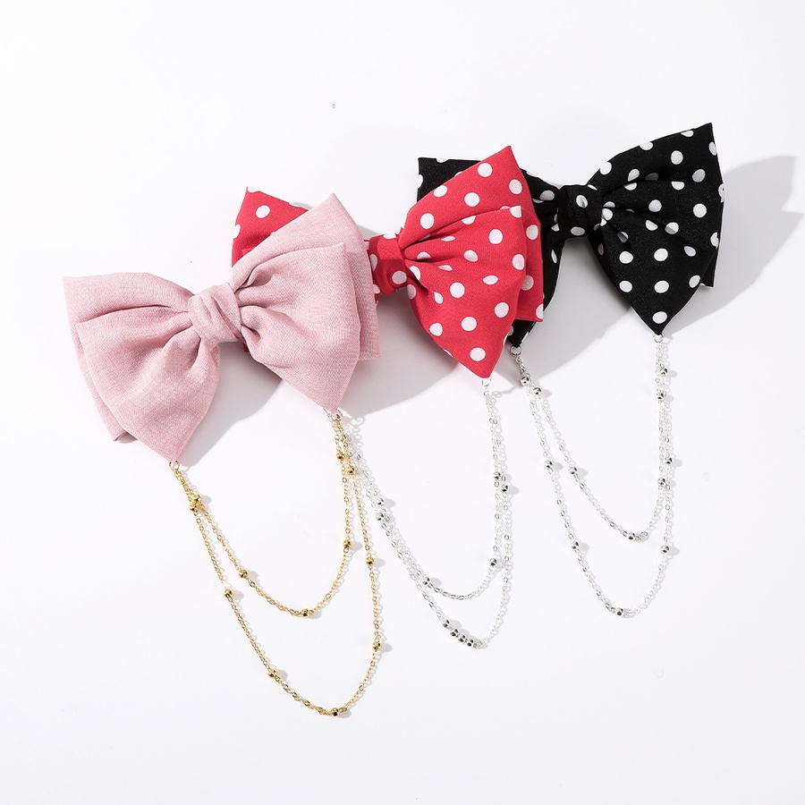 Kẹp tóc hình nơ phối chuỗi ngọc trai phong cách thanh lịch cho nữ