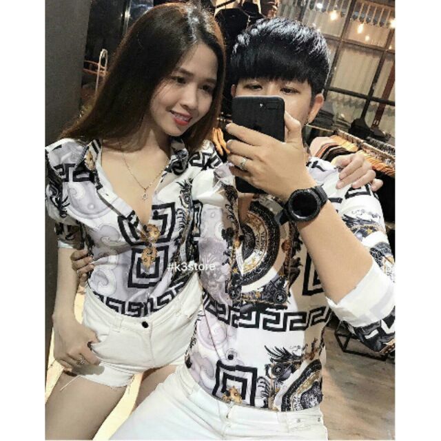 Áo sơmi lụa cặp nam nữ cao cấp.