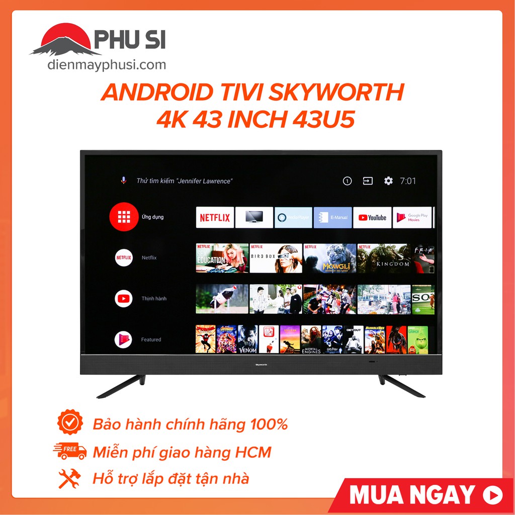 [GIAO HCM] Smart Tivi 4K UHD Skyworth 43 inch 43U5