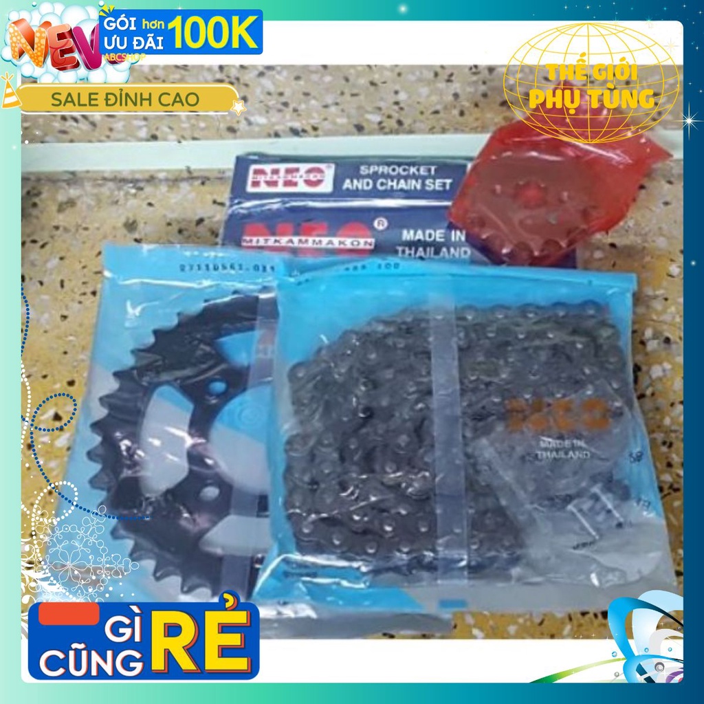 nhông sên đĩa Thái Exciter 428 – 114L, 15T x 39T Neo Mitkam Makon Thái Lan, nhông xích Dai