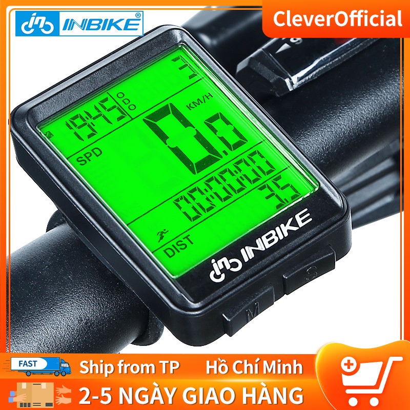 Đồng hồ đo tốc độ và khoảng cách INBIKE chống nước IPX6 có đèn LED xanh ban đêm dùng cho xe đạp