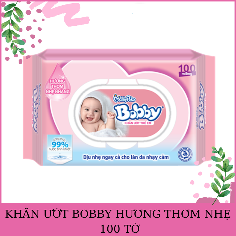 COMBO 4 Khăn Uớt Bobby Em Bé Hương Thơm Nhẹ Nhàng 100 Miếngx4