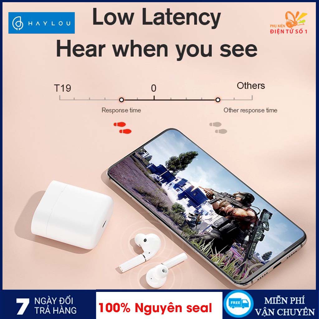 Tai nghe bluetooth Haylou T19 tws5.0, chip qualcomm, nghe gọi rõ tiết kiệm pin, âm trung thực - Phụ kiện điện tử số 1