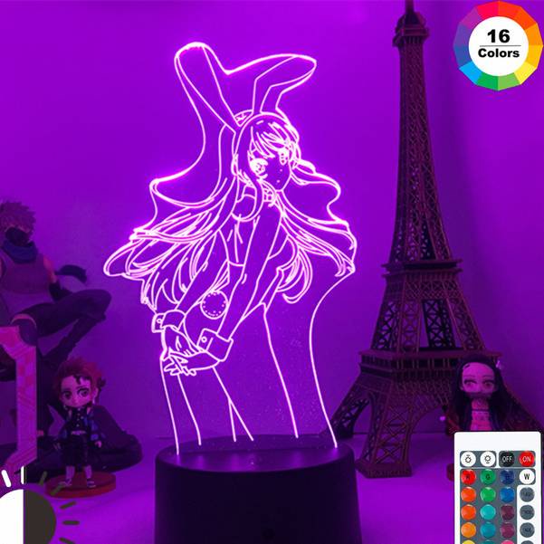 Đèn ngủ 3d hình nhân vật anime bằng acrylic có thể điều khiển từ xa tiện lợi