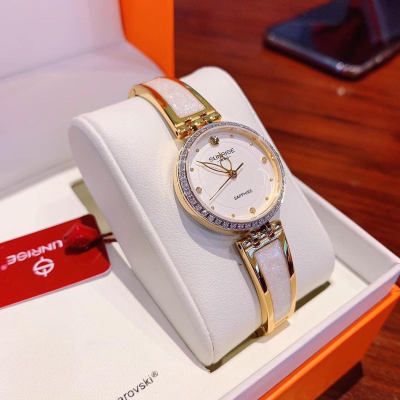 Đồng hồ nữ chính hãng dây kim loại Sunrise 9957AA Sapphire Chống Xước, Chống Nước