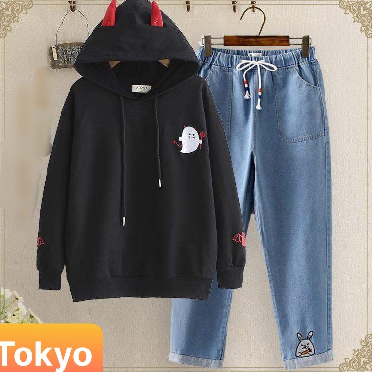 Áo Khoác Hoodie Nỉ Nam Nữ, Áo Hoodie From Rộng In Họa Tiết Ma Cute Đáng Yêu- TOKYO FASHION
